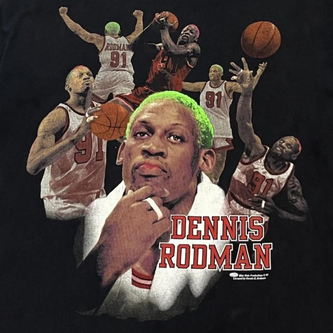Vintage Vintage 1997 Dennis Rodman T Shirt Blue Hair Productions Med Size US M / EU 48-50 / 2 - 3 Thumbnail