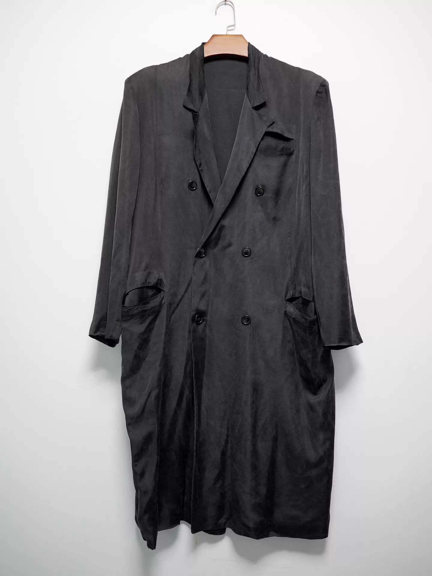 Yohji Yamamoto Yohji Yamamoto 1980s DB Cupro Ice Crackle Fog Coat M Size US M / EU 48-50 / 2 - 2 Thumbnail