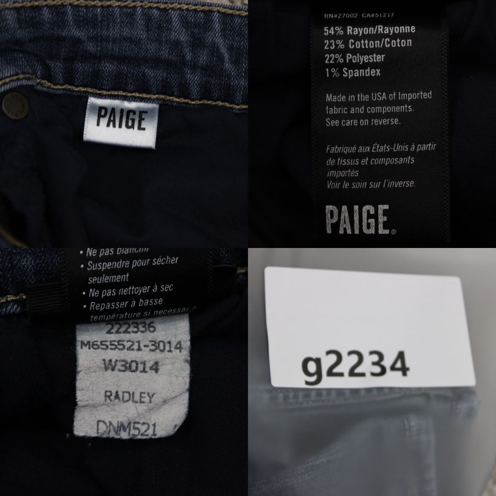 Paige Paige Federal Jeans Mens 33 Blue 5-Pocket Stretch Inseam 30" Regular Straight Denim Clothing Pants Shirts Jeans Size US 33 - 10 Thumbnail