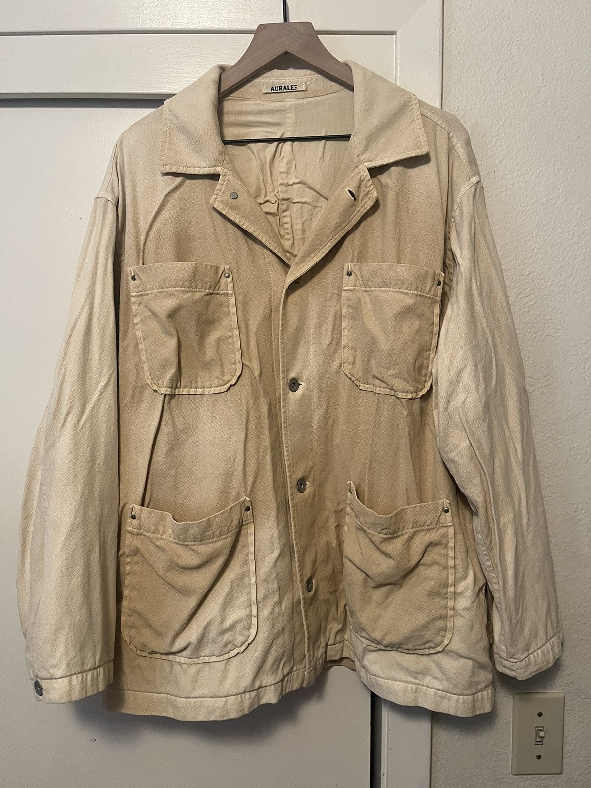 image of Auralee Washi Duck Canvas Blouson in Tan, Men's (Size Medium)