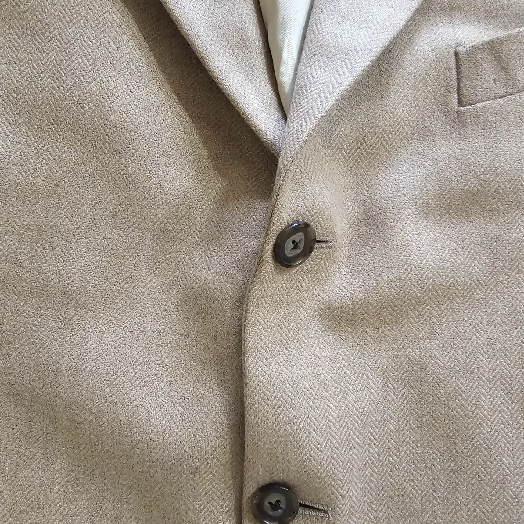 Joseph Abboud Joseph Abboud Blazer Mens 44L Beige Tan Cashmere 3 Button Sport Coat Business Blazer Size 44R - 7 Thumbnail