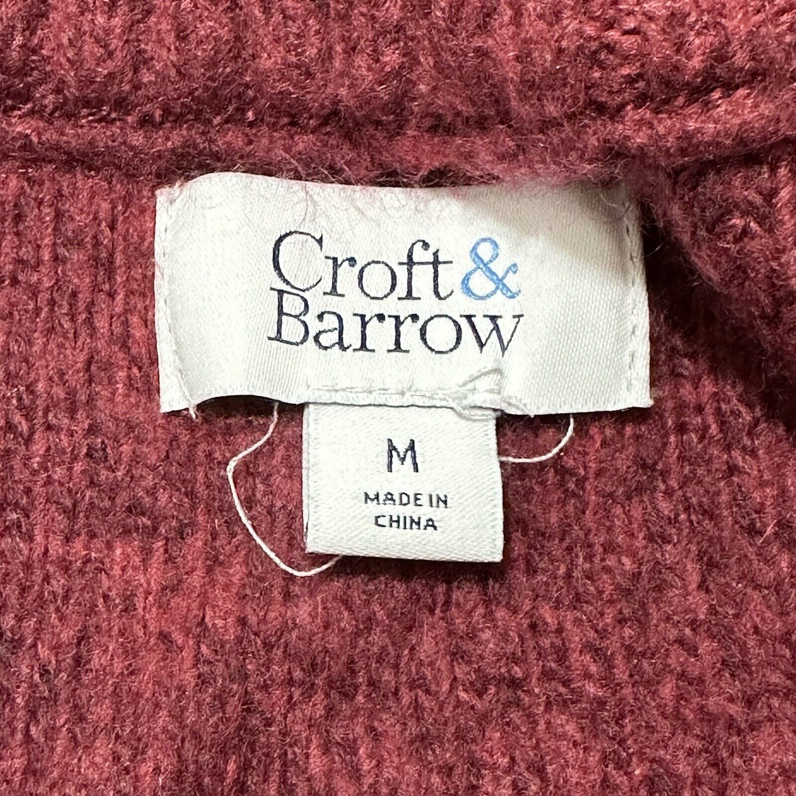 Croft & Barrow Croft & Barrow Medium Crewneck Burgundy Cable Knit Sweater Size M / US 6-8 / IT 42-44 - 3 Thumbnail