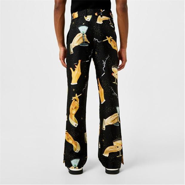 Amiri AMIRI Champagne Graphic-Print Wide-Leg Silk Trousers Size US 30 / EU 46 - 6 Thumbnail