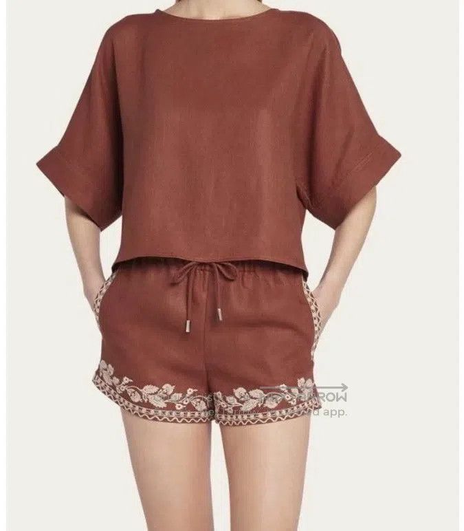Loro Piana Loro Piana Linen embroidered shorts and linen top Size M / US 6-8 / IT 42-44 - 1 Thumbnail
