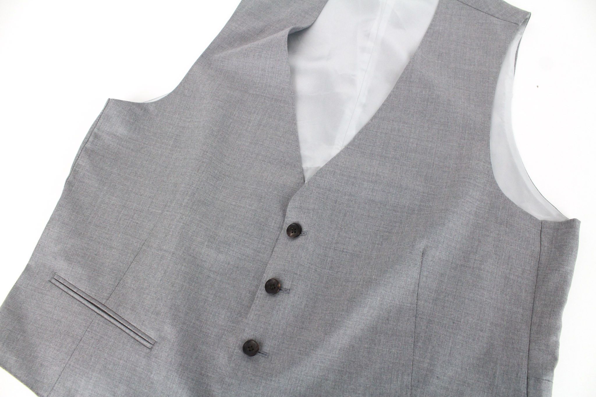 Suitsupply FERRARA UK44R Mid Grey Slim Wool Twill Waistcoat 73475 Size 44R - 4 Thumbnail