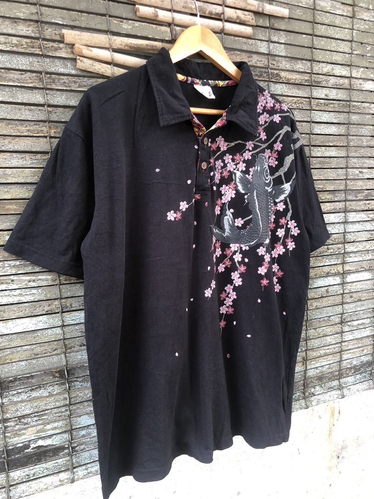 Japanese Brand × Vintage Rare Vintage OVP Japanese Sukajan Koi Fish Polo Tee Size US XL / EU 56 / 4 - 12 Thumbnail