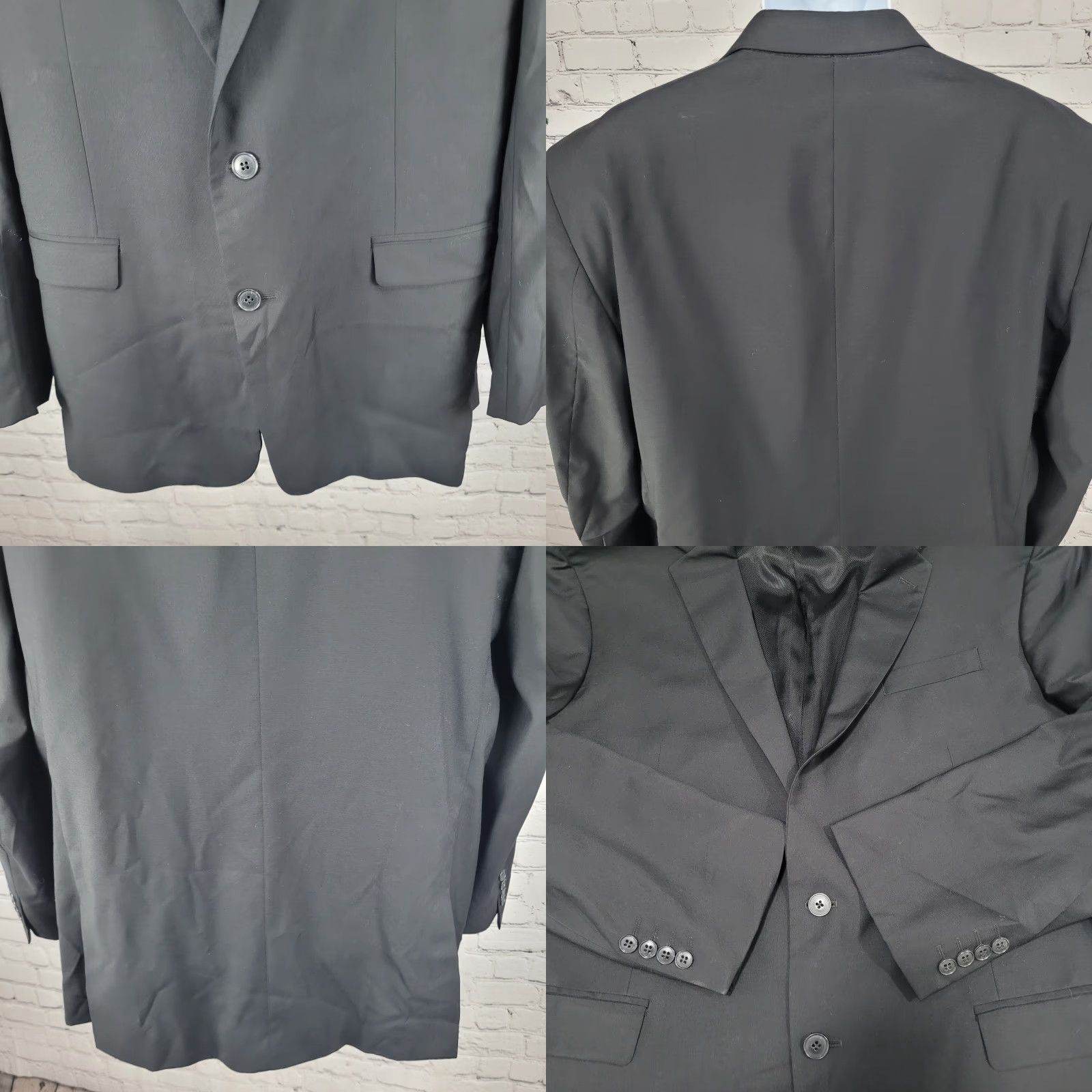 Kenneth Cole Kenneth Cole Black 100% Wool Blazer Sport Coat 2 Button Notch Lapel Double Vented 48L Men Redefined Shirt/Coat? Size 48R - 8 Thumbnail