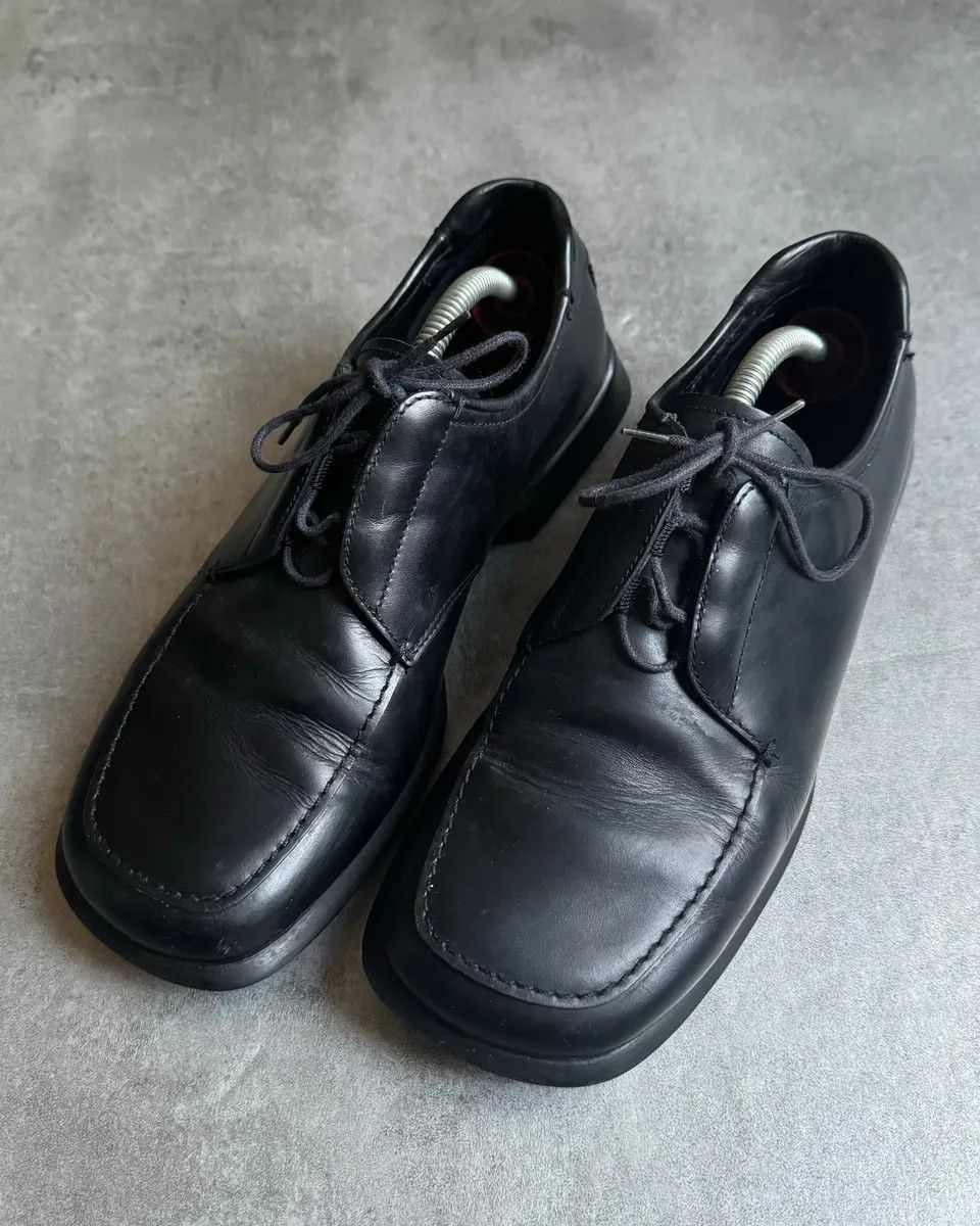 Prada × Vintage FW1999 Prada Black Leather Derby Square Toe Shoes Size US 7 / EU 40 - 2 Thumbnail