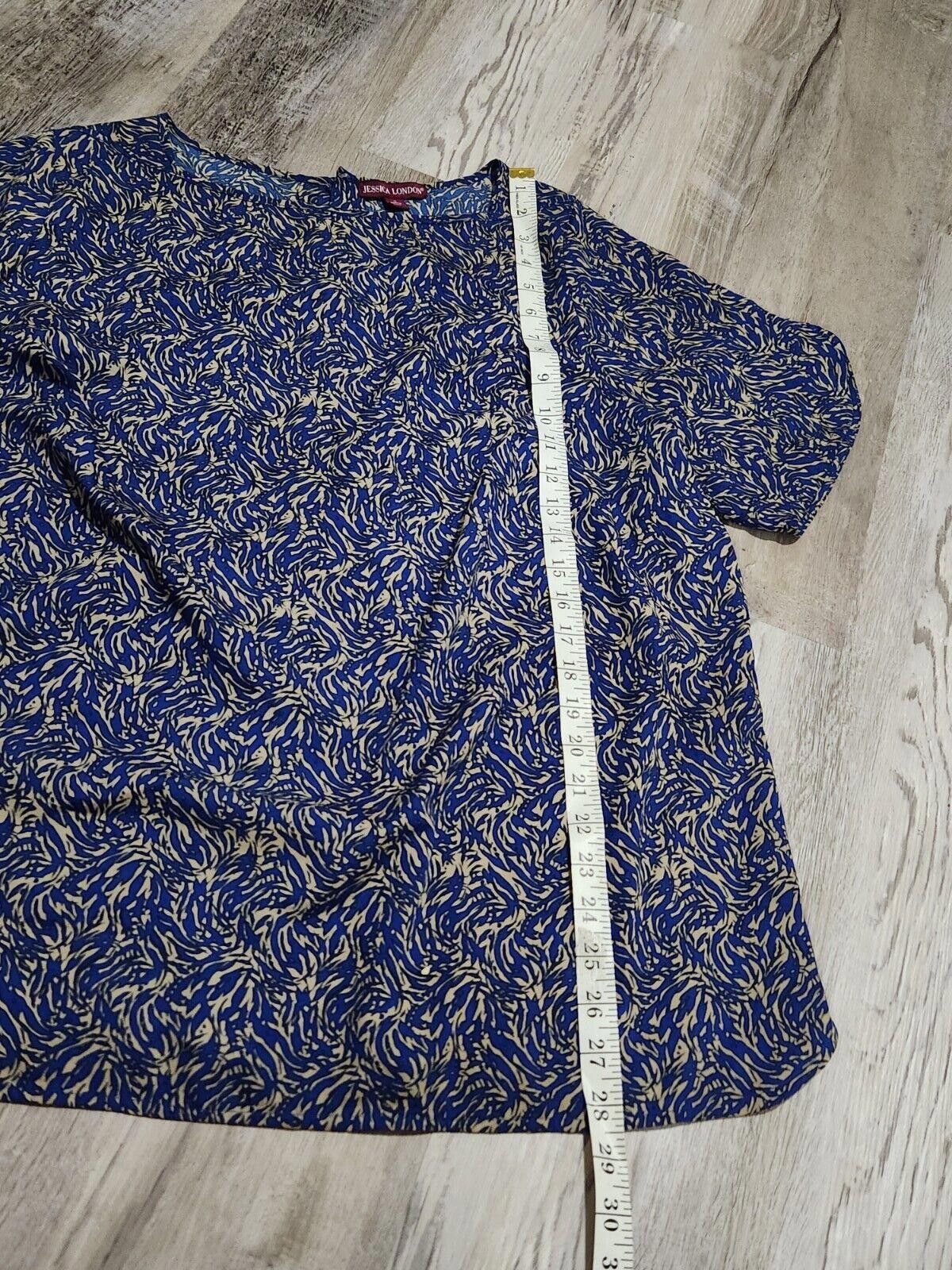 Designer Jessica London Top Size 16 Blue Short Sleeve Boxy Fit Blouse Size XXL / US 16-18 / IT 52-54 - 5 Thumbnail