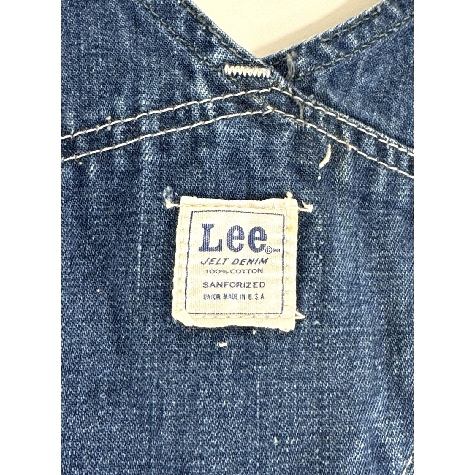 Lee VINTAGE LEE SANFORIZED UNION MADE USA Denim Overalls 36 x 29 Distressed Blue Mens Size US 36 / EU 52 - 7 Thumbnail