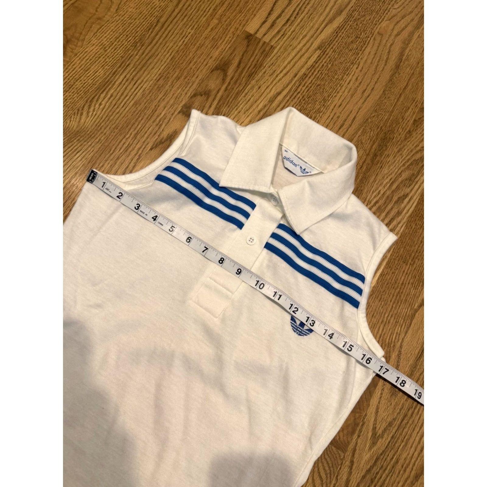 Adidas VINTAGE Adidas Sleeveless Polo Shirt Womens Medium White Blue Tank Top 80s Vtg Size M / US 6-8 / IT 42-44 - 5 Thumbnail