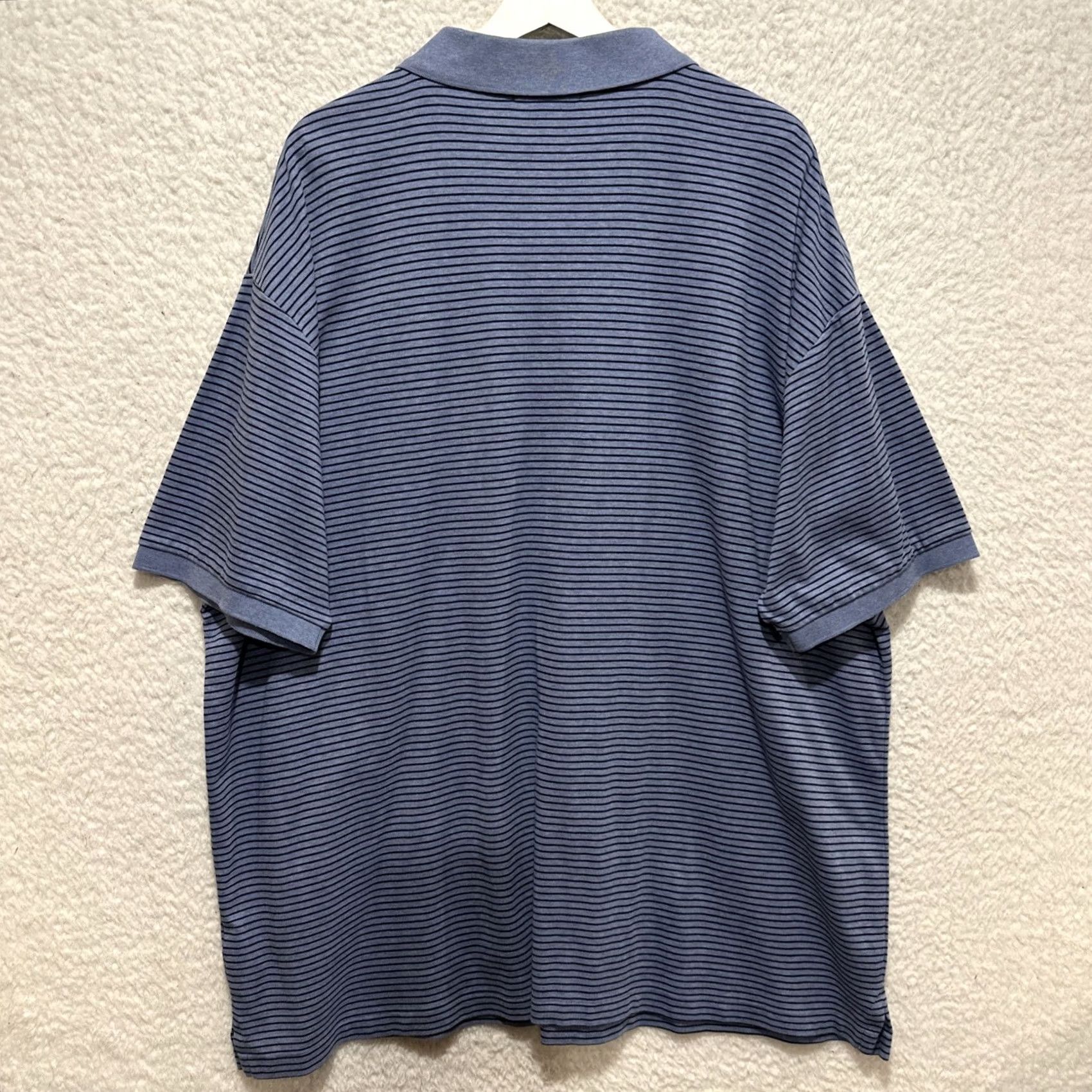 Polo Ralph Lauren VINTAGE? POLO RALPH LAUREN Pima Men 4XB Striped Short Sleeve Polo Shirt Blue Polo Shirt Big & Tall Mens Shirt Size US XXL / EU 58 / 5 - 2 Thumbnail