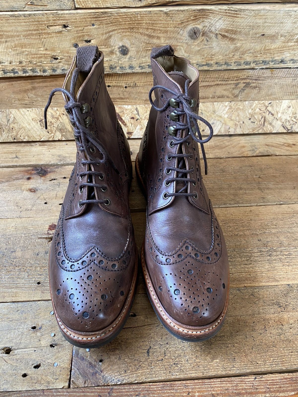 Grenson Grenson brown leather brouges boots uk sz 9 G Us 10 Size US 10 / EU 43 - 1 Thumbnail
