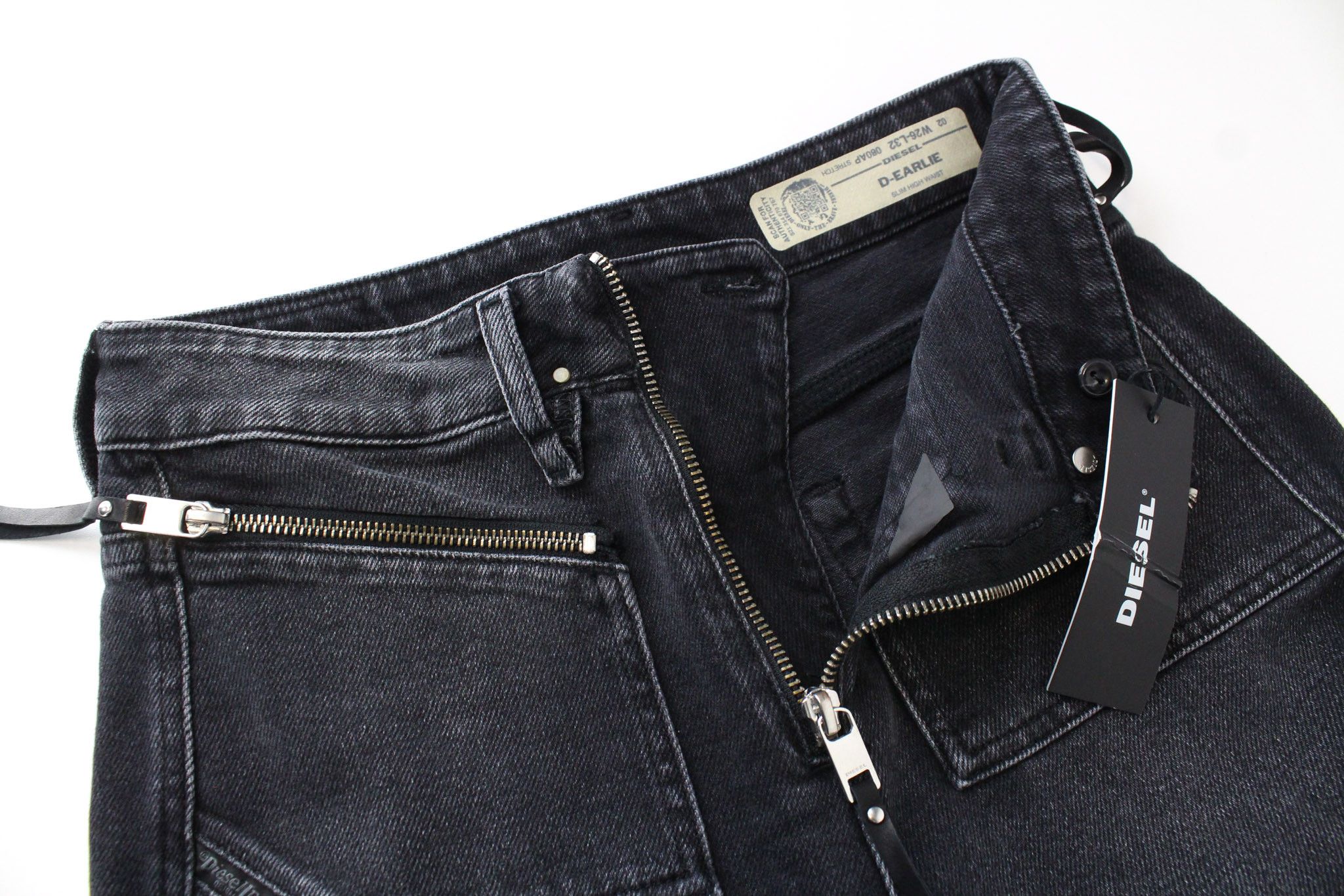 Diesel D-EARLIE 080AP W26/L32 Dark Grey Cropped Jeans 69497 Size 26" / US 2 / IT 38 - 5 Thumbnail