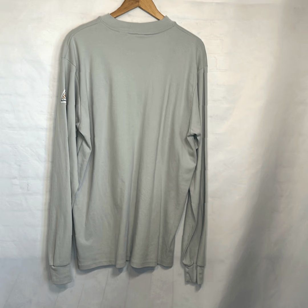 Vintage VINTAGE Bulwark Mens Flame Resistant Long Sleeve Gray Cotton Henley Shirt XL (SEL2GY) Mens Shirts Size US XL / EU 56 / 4 - 3 Thumbnail