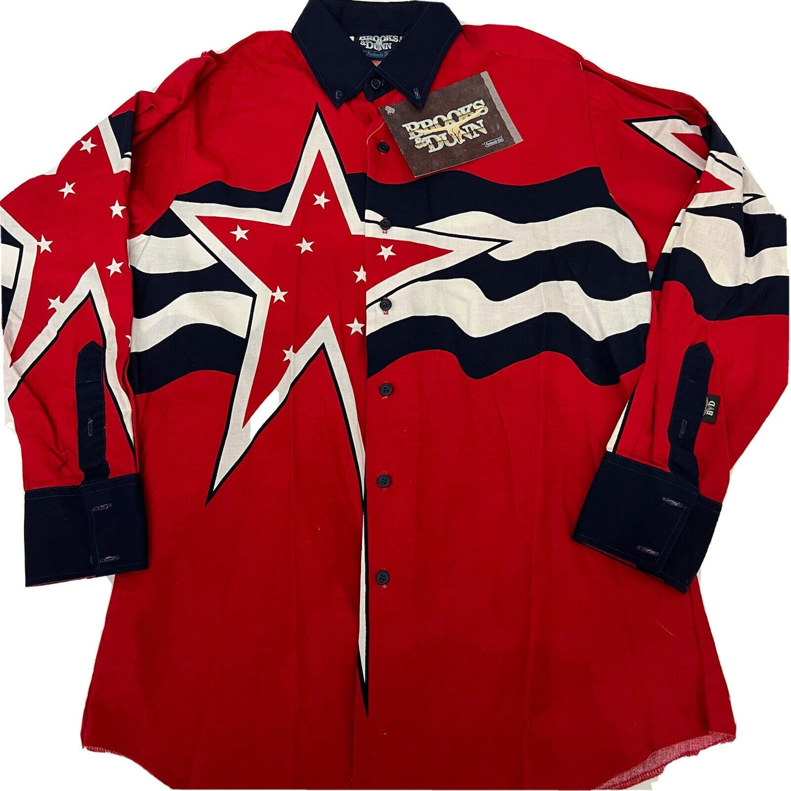 Panhandle Slim Vtg Brooks Dunn Panhandle Slim 16 34 Red White Blue USA Size US L / EU 52-54 / 3 - 1 Thumbnail