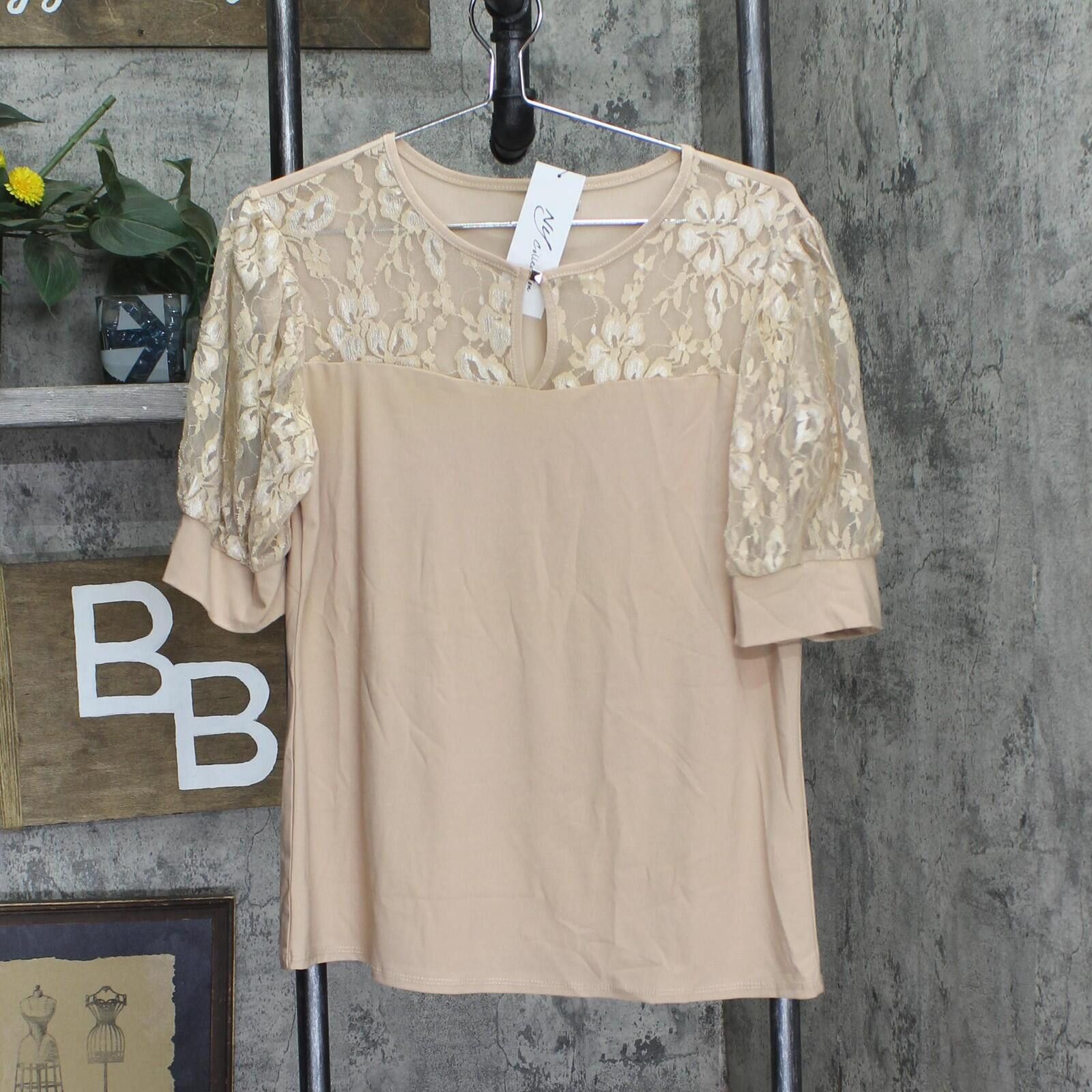 Other Nwt Ny Collection Trim Blouse Shirt Top Doeskin Brown Pl Size L / US 10 / IT 46 - 1 Thumbnail