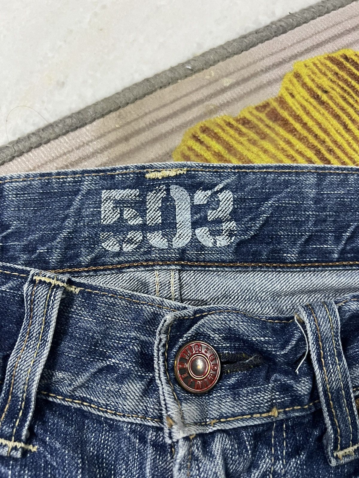 Edwin × If Six Was Nine × Le Grande Bleu (L.G.B.) 💥FLARE💥VINTAGE EDWIN 503 BLUE TRIP JEANS JAPAN Size US 31 - 11 Thumbnail