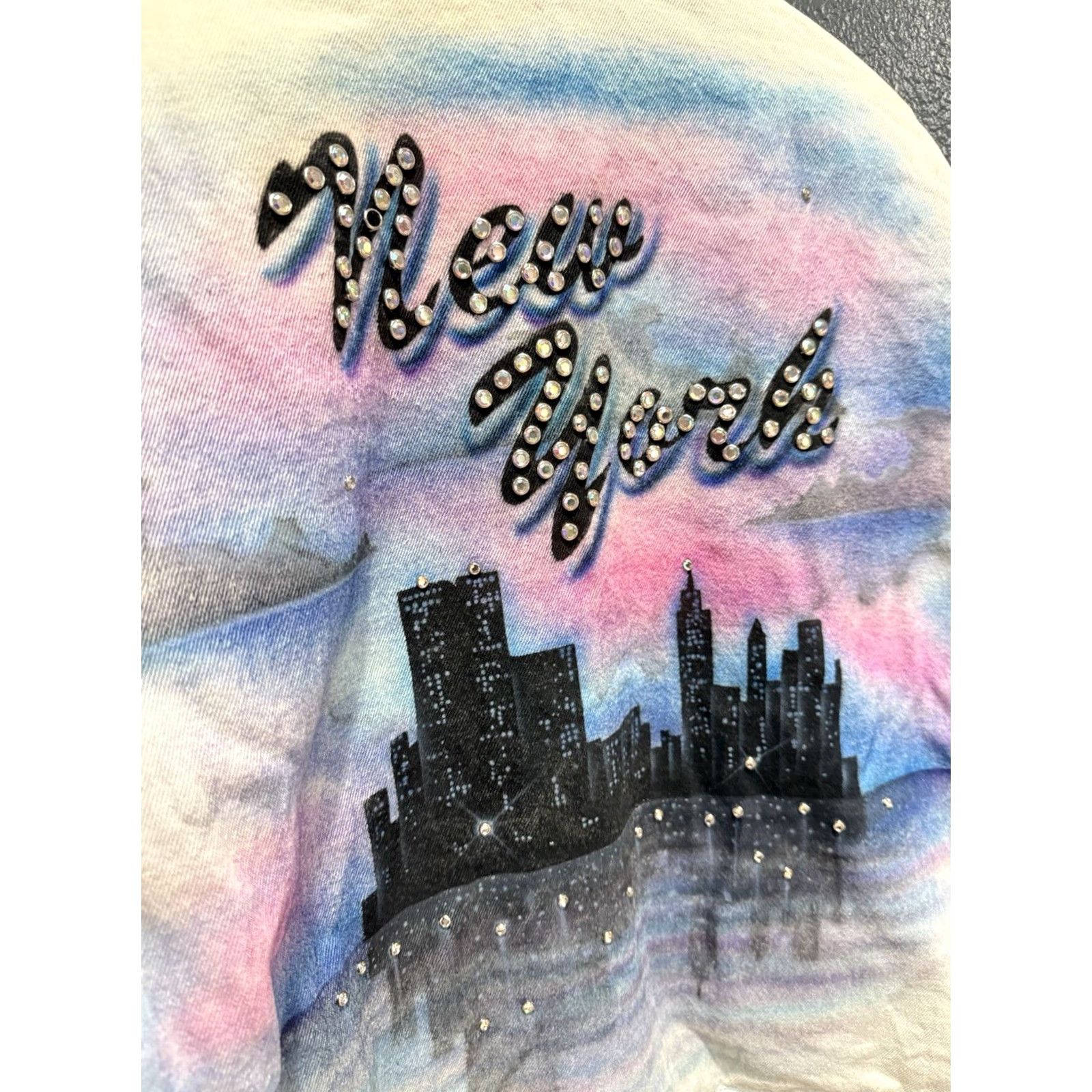 Denime VINTAGE Gonzo York City Skyline Airbrush Denim Jacket, 80s, Women XL, Blue, Denim, Jacket, 80s, Womens, York City Skyline, Basic Jacket, Vintage 80s Size 40" / US 18 - 3 Thumbnail