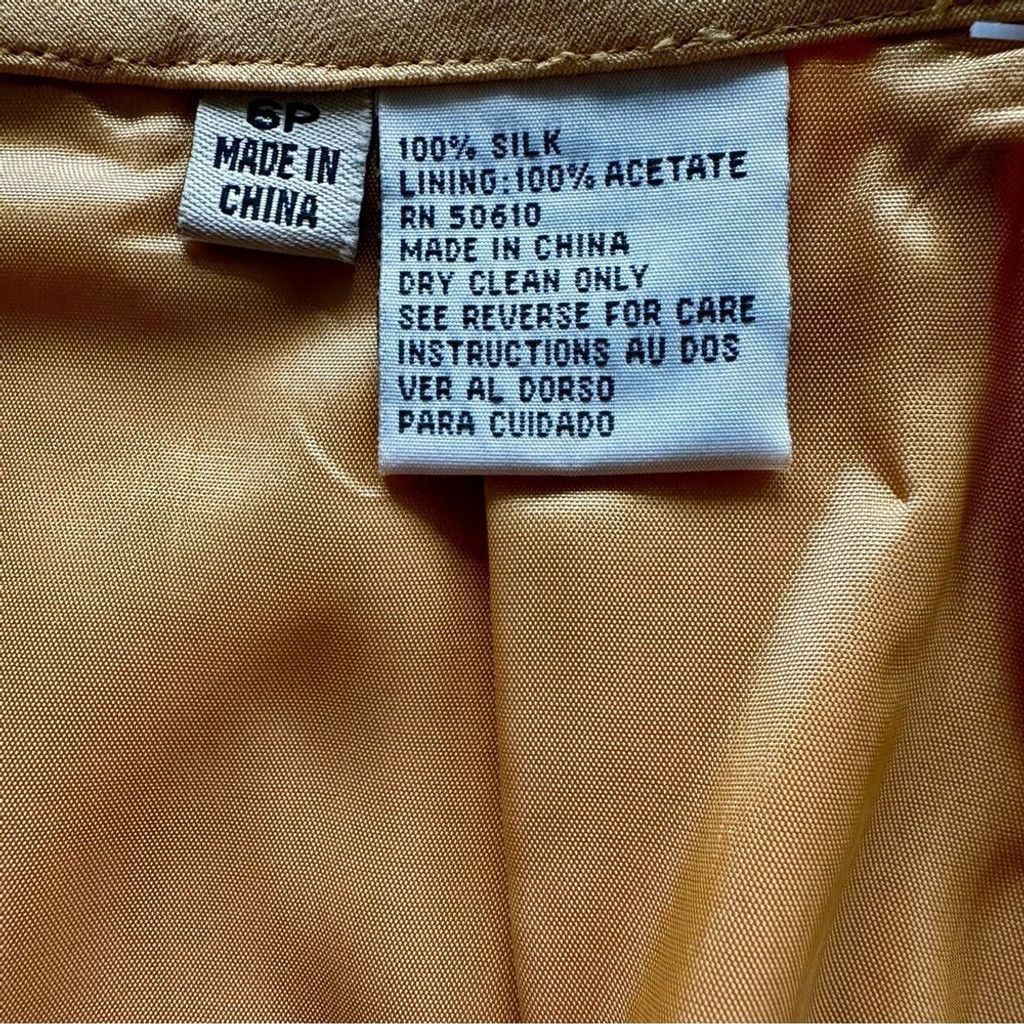 Kasper Kasper 2-Piece Silk Skirt Suit 6P Striped Gold Brown 4Petite Size 27" / US 4 / IT 40 - 16 Thumbnail