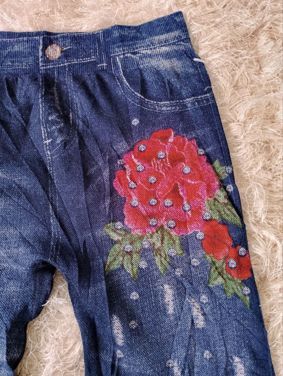 If Six Was Nine FLORAL Distressed Sketch Denim Legging Size 26" / US 2 / IT 38 - 6 Thumbnail