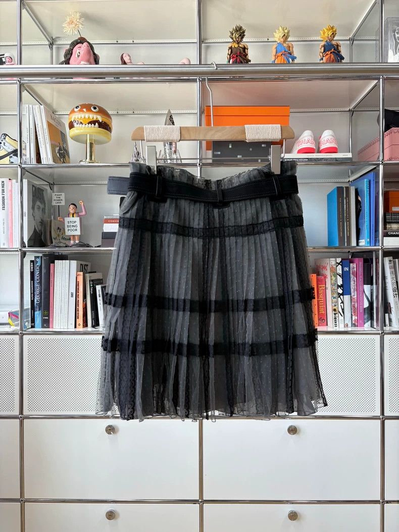 Dior Dior Black polka dot lace stitching plaid skirt with belt Size 25" / US 0 / IT 36 - 2 Thumbnail