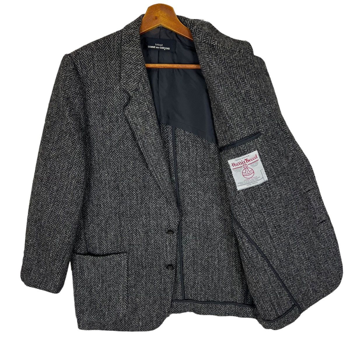 Comme des Garcons Gray Herringbone Tweed Blazer CDG x Harris Tweed Size US M / EU 48-50 / 2 - 1 Thumbnail