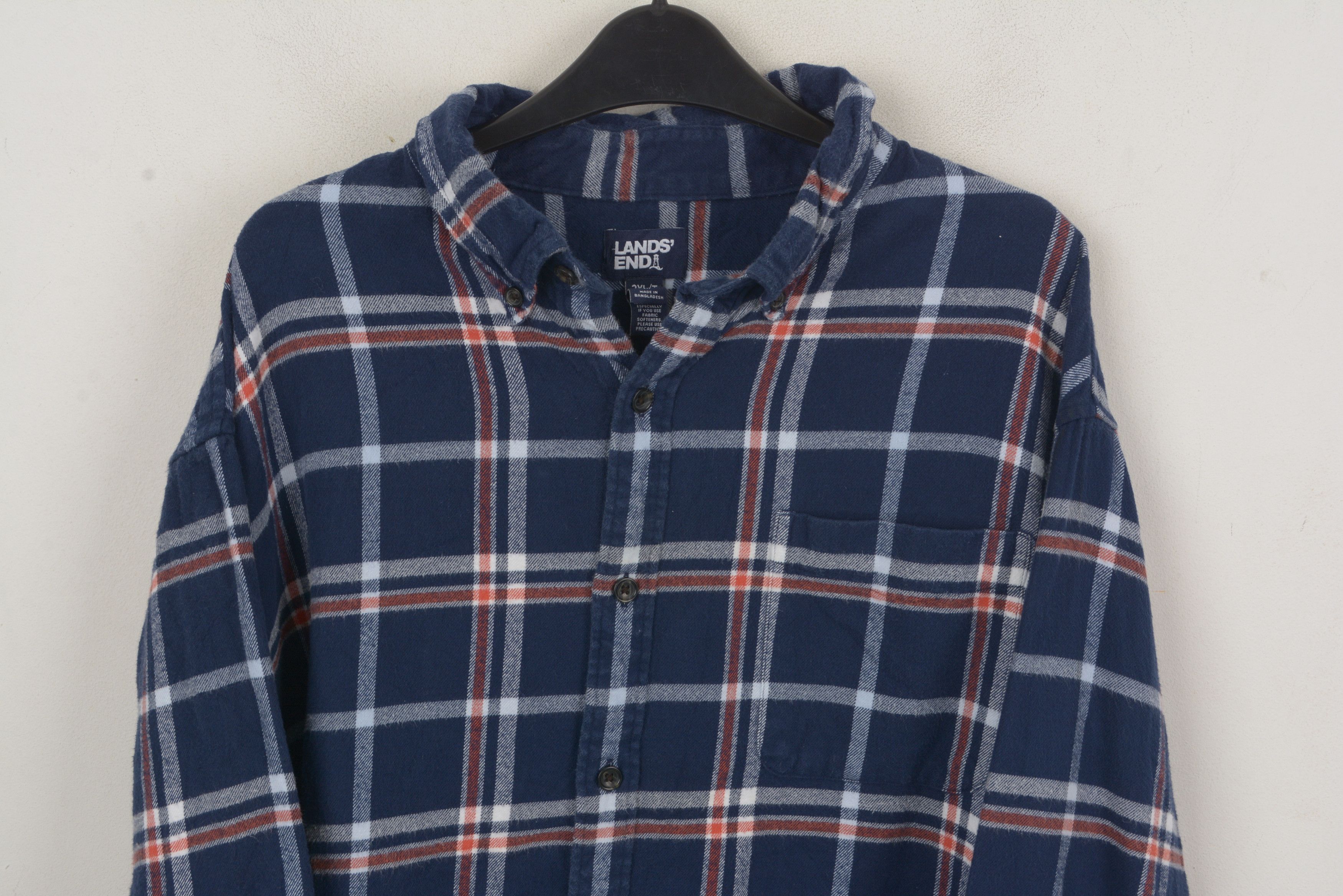 Lands' End Vintage 2XL Men 18 - 18 1/2 Brushed Cotton Shirt Check Plaid Size US XXL / EU 58 / 5 - 2 Thumbnail