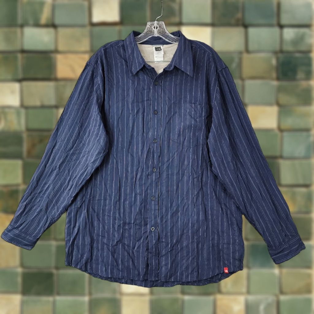 The North Face THE NORTH FACE Striped Button-Up Shirt Mens Regular Fit Long Sleeve Blue XL Size US XL / EU 56 / 4 - 1 Thumbnail