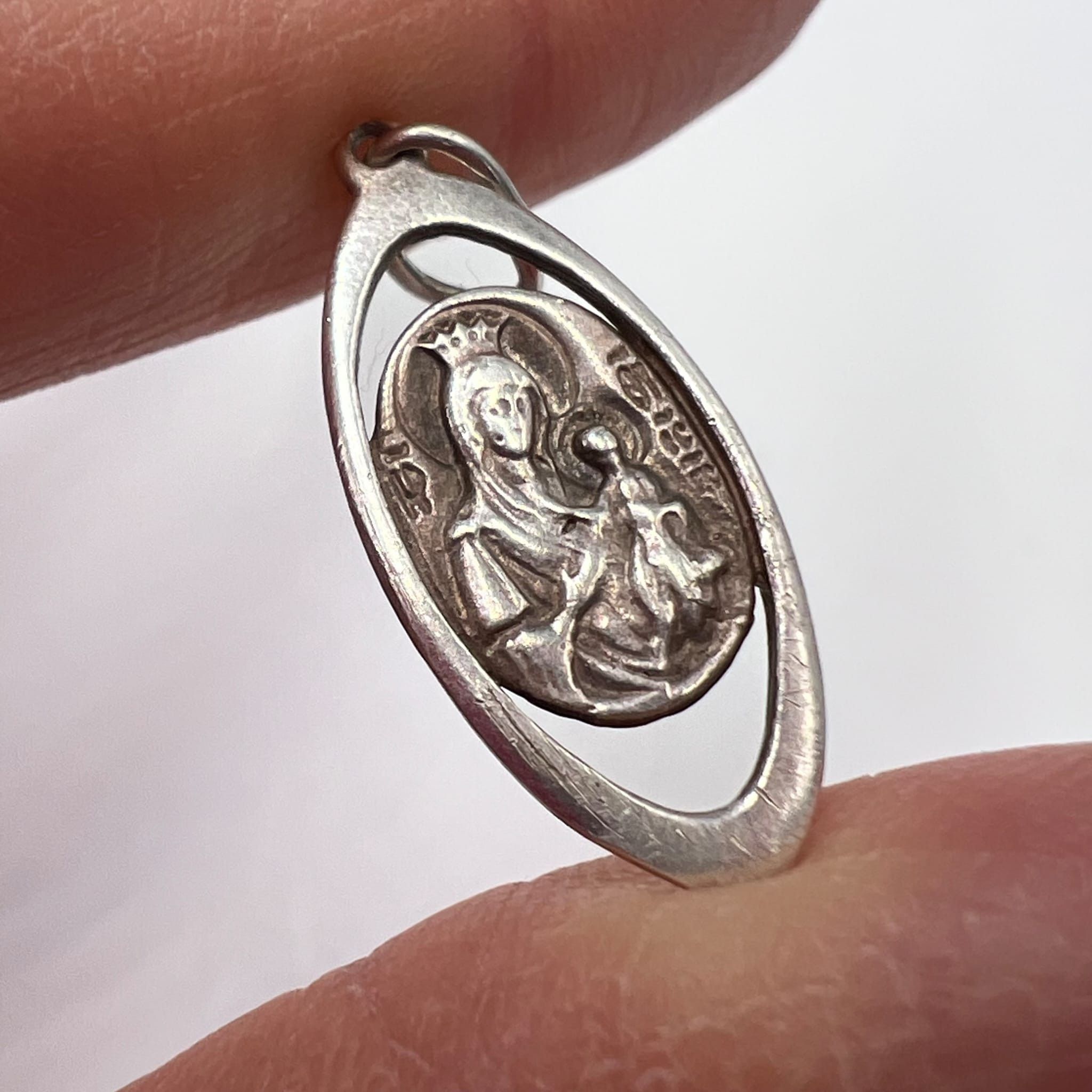 Vintage Vintage Sterling Silver 925 Virgin Mary Pendant - Religious Size ONE SIZE - 8 Thumbnail