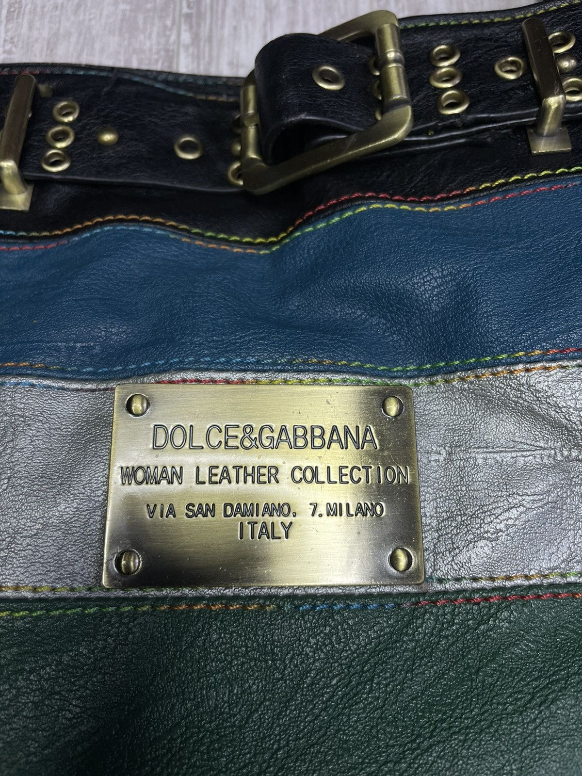 Dolce & Gabbana Vintage 00’s Dolce & Gabbana Y2K Striped Leather Bag RARE Size ONE SIZE - 4 Thumbnail