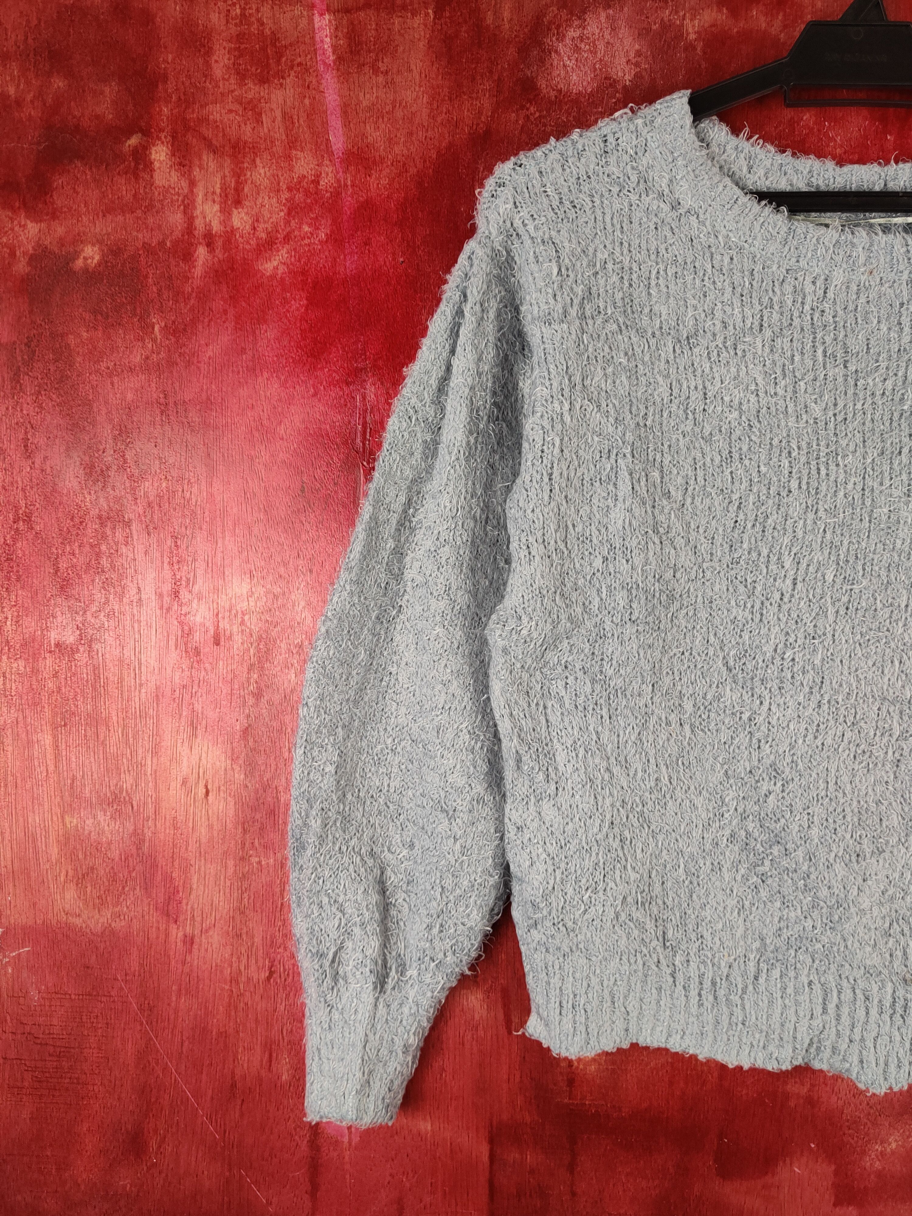 GU GU Blue Shag Shaggy Fur Mohair Knitwear #S2178 Size S / US 4 / IT 40 - 3 Thumbnail