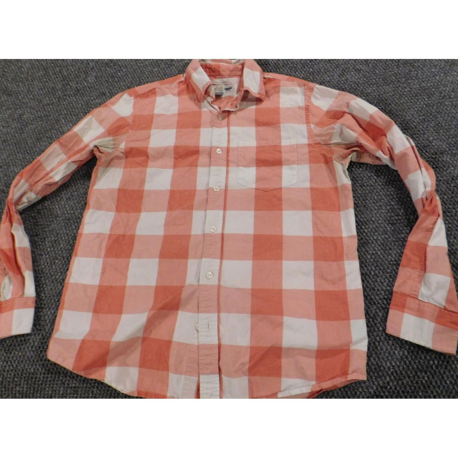 Old Navy Old Navy Shirt Small Plaid Button-Down Slim Orange Short Sleeve Mens Size US S / EU 44-46 / 1 - 2 Thumbnail