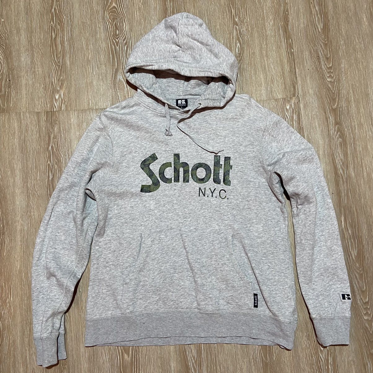 image of Big Logo Schott Pullover Hoodie in Grey, Men's (Size Medium)