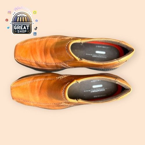 Rockport Size 9.5 ROCKPORT Mens Slip On Leader 2 BIKE Toe Brown SHOES Size US 9.5 / EU 42-43 - 8 Thumbnail