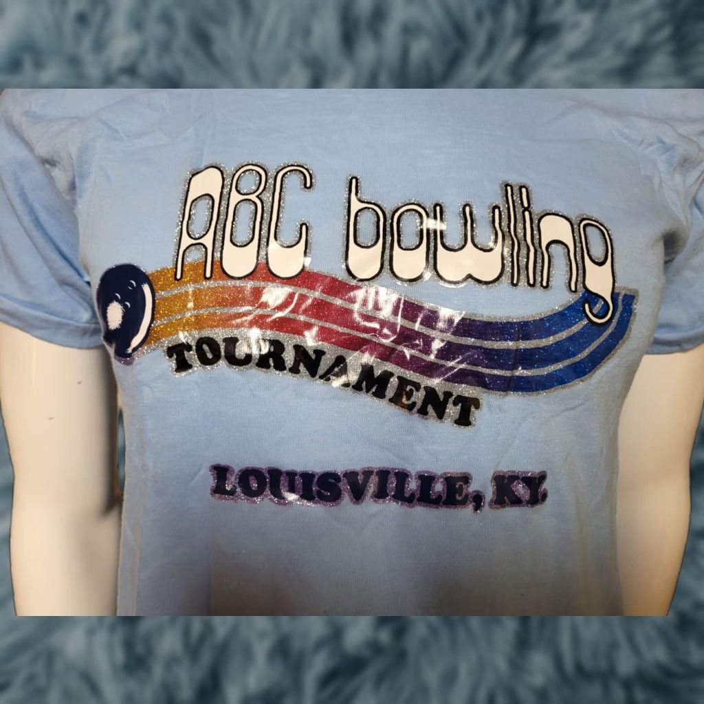 Vintage VTG 1980 ABC Bowling Tournament Louisville KY T Shirt Large Devknit Men Blue Cotton Blend Logo 80s Graphic Tee Shirt Size US L / EU 52-54 / 3 - 1 Thumbnail