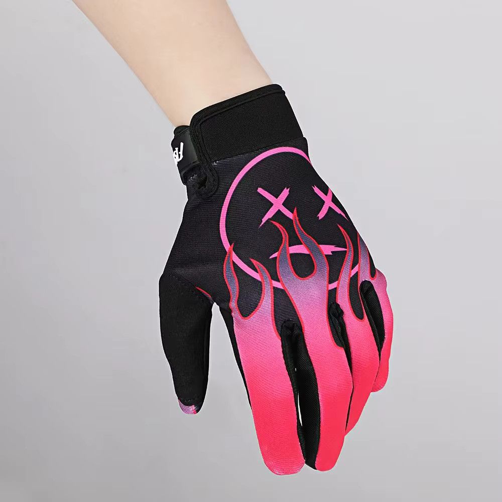Jewelry Personality Pink Flame Wheel Riding Bike Long Finger Gloves Size ONE SIZE - 6 Thumbnail