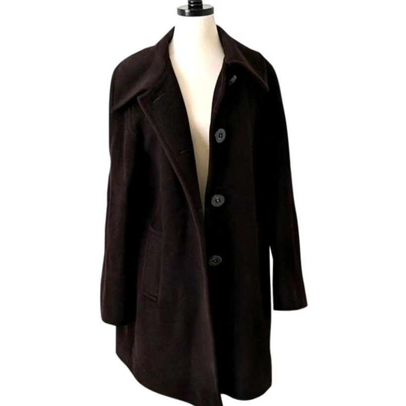 Vintage VINTAGE Saint Jacques Wool Angora Lambswool Brown Jacket Peacoat 40 France 10 US Coat Women Medium Brown 35" Length Size L / US 10 / IT 46 - 3 Thumbnail