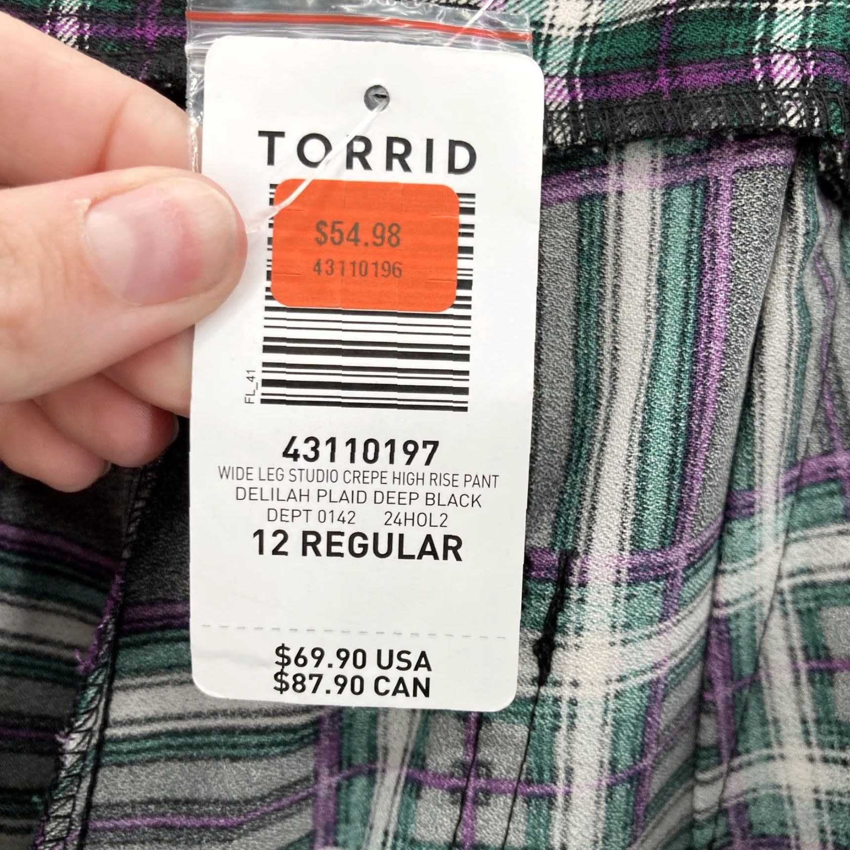 Torrid Torrid Pants Womens 12 Regular Delilah Plaid Wide Leg Studio Crepe High Rise NWT Size 34" / US 12 / IT 48 - 6 Thumbnail