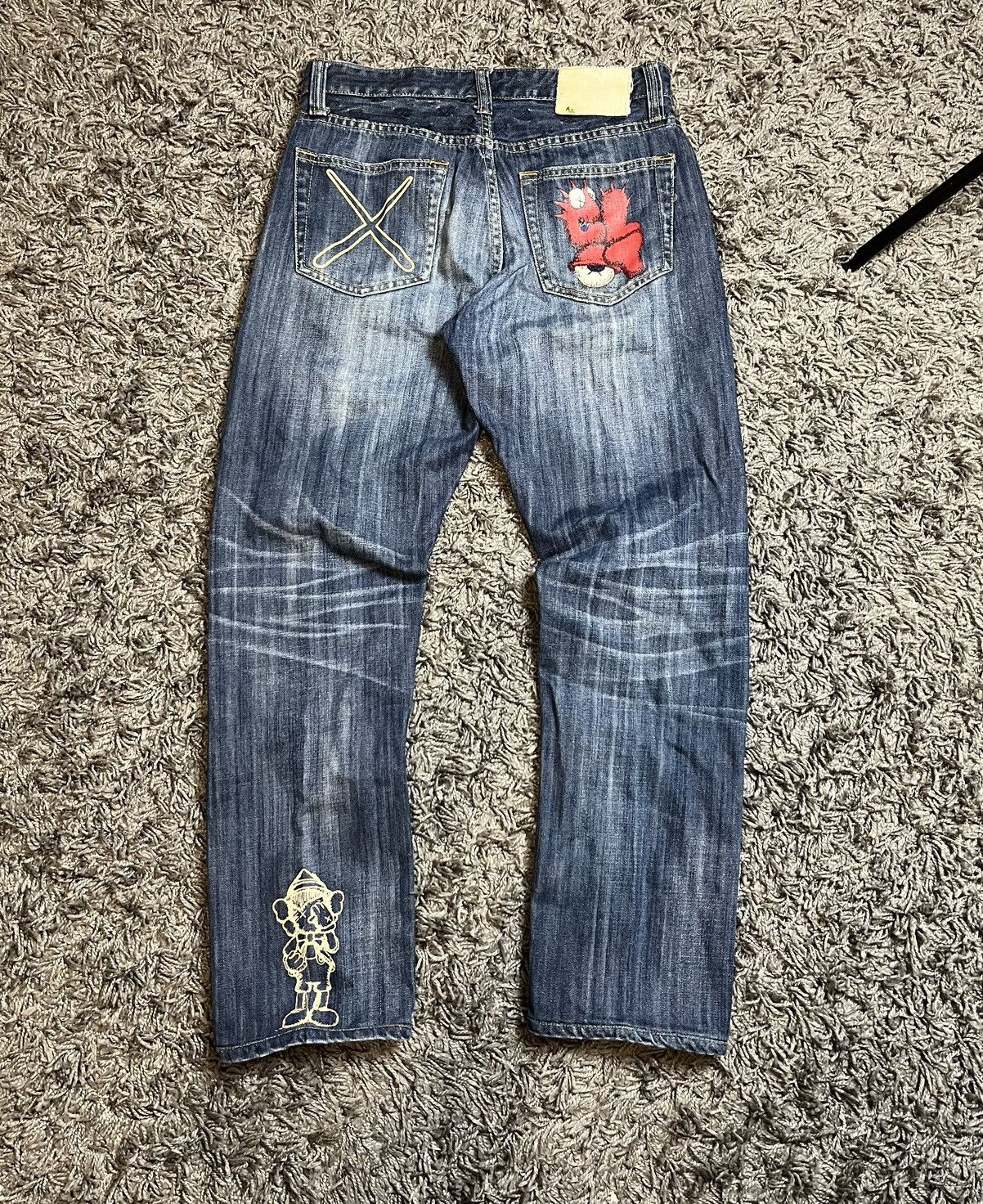 Japanese Brand RARE Kaws OriginalFake Levi's Denim Y2K Baggy Rap Pants Size US 31 - 2 Thumbnail