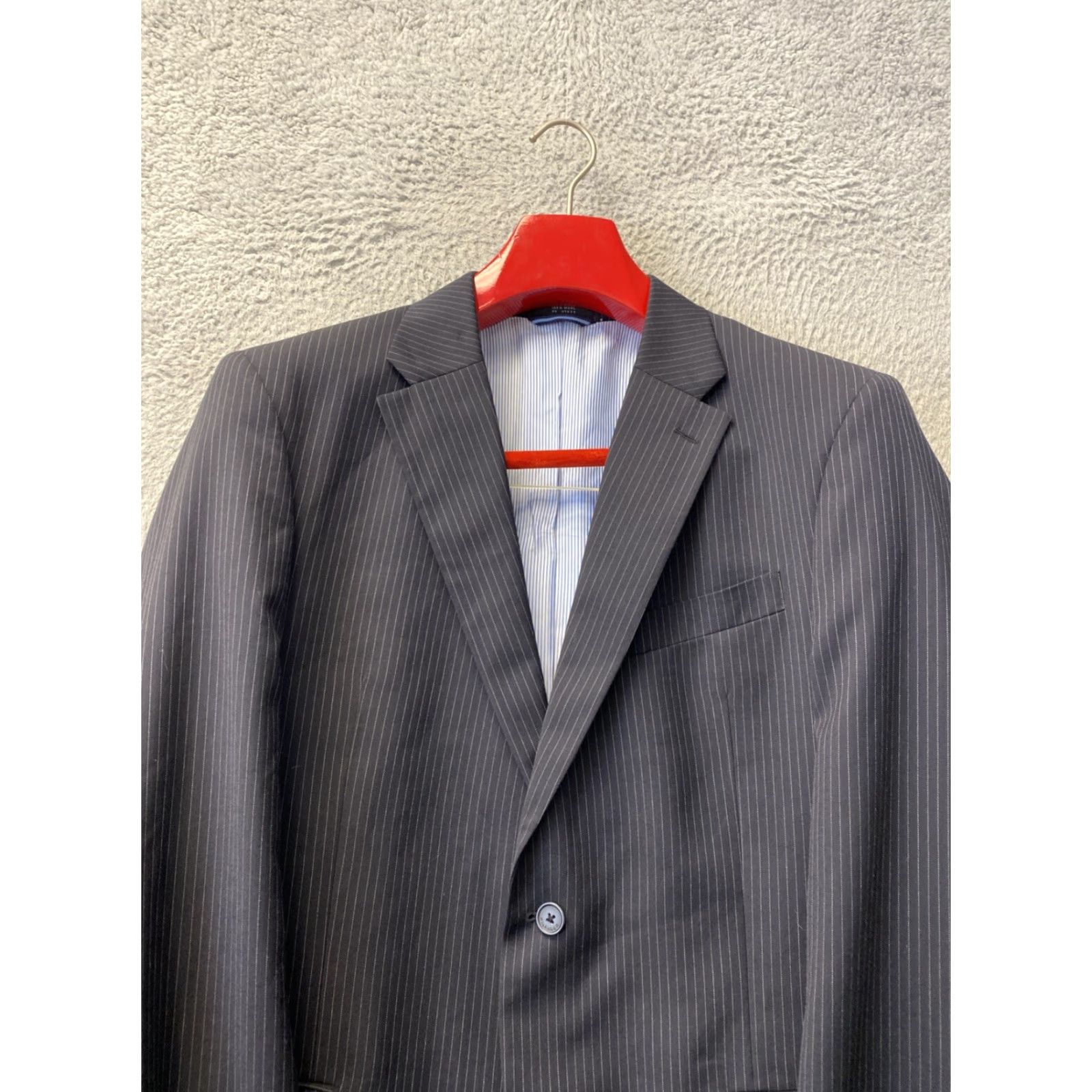 Tommy Hilfiger Tommy Hilfiger Mens Blazer Jacket Navy Striped 42R Two-Button Notch Lapel Single Breasted Regular Front Coat/129-13 Size 42R - 2 Thumbnail