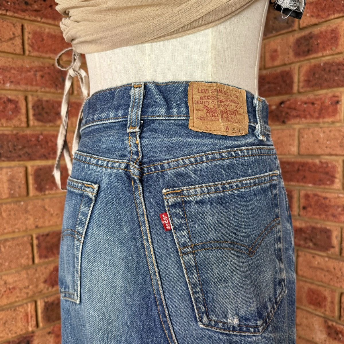 Levi's Vintage Clothing Vintage Levi’s 701 patchwork denim maxi skirt Size 29" - 6 Thumbnail