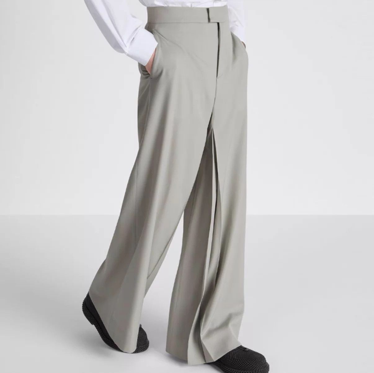 Dior Dior Men's 23fw Fog Gray Pleated Wide-Leg Trousers Size US 32 / EU 48 - 8 Thumbnail