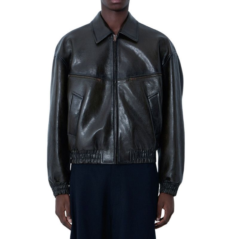 Acne Studios ACNE STUDIOS Brown Leather Bomber Jacket New & Authentic (Me Size US L / EU 52-54 / 3 - 1 Thumbnail