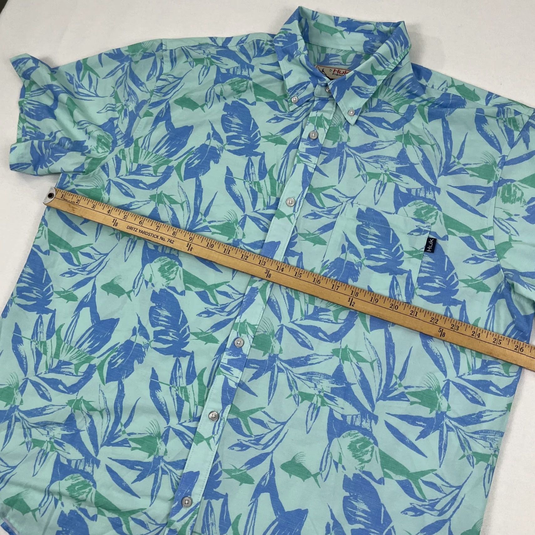 Vintage Huk Kona Ocean Palm Shirt Mens 2XL Green Blue Performance Fishing Button Down Size US XXL / EU 58 / 5 - 5 Thumbnail
