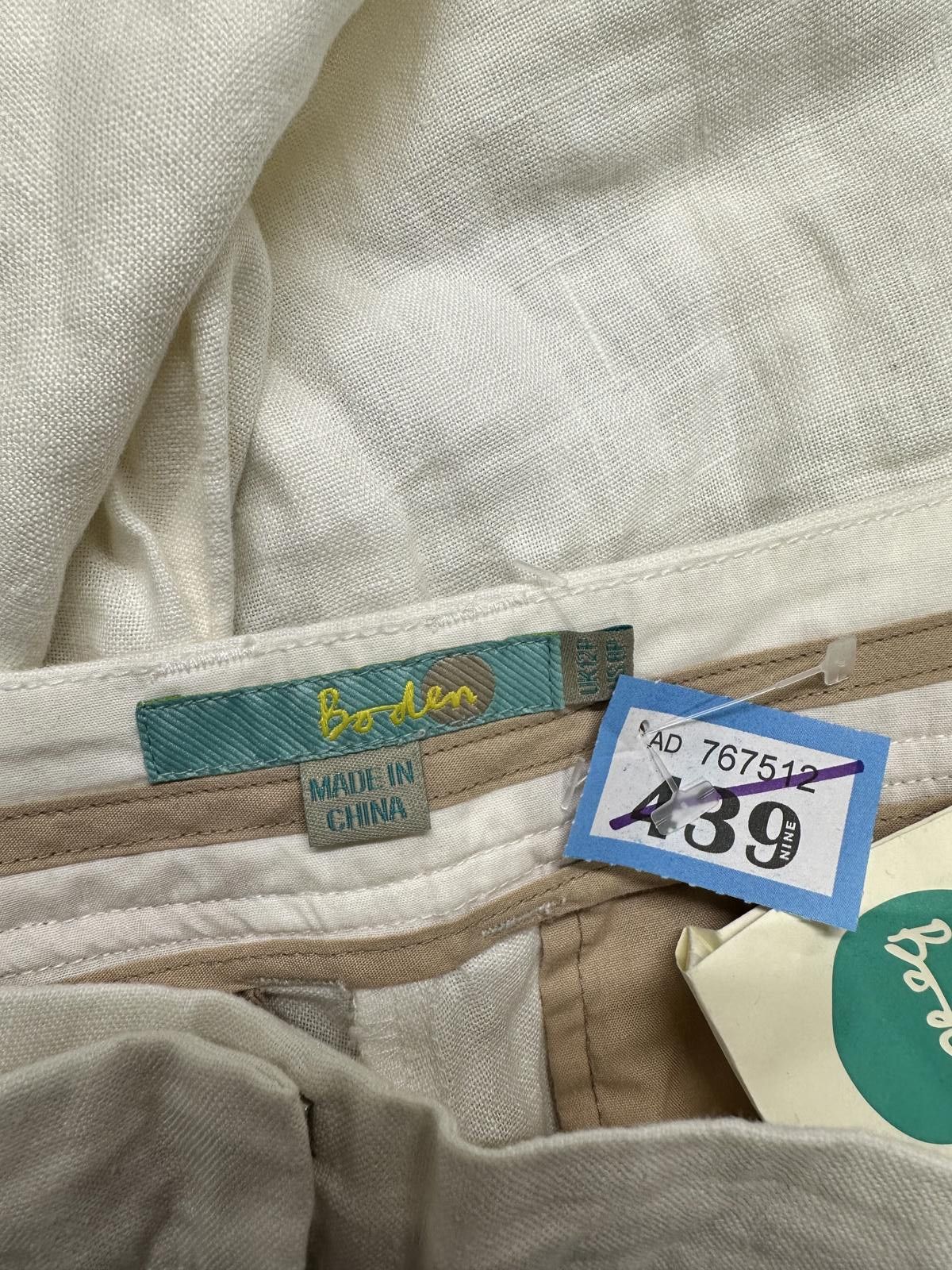 Boden Boden White Linen Blend Cropped Trousers Size 30" / US 8 / IT 44 - 4 Thumbnail