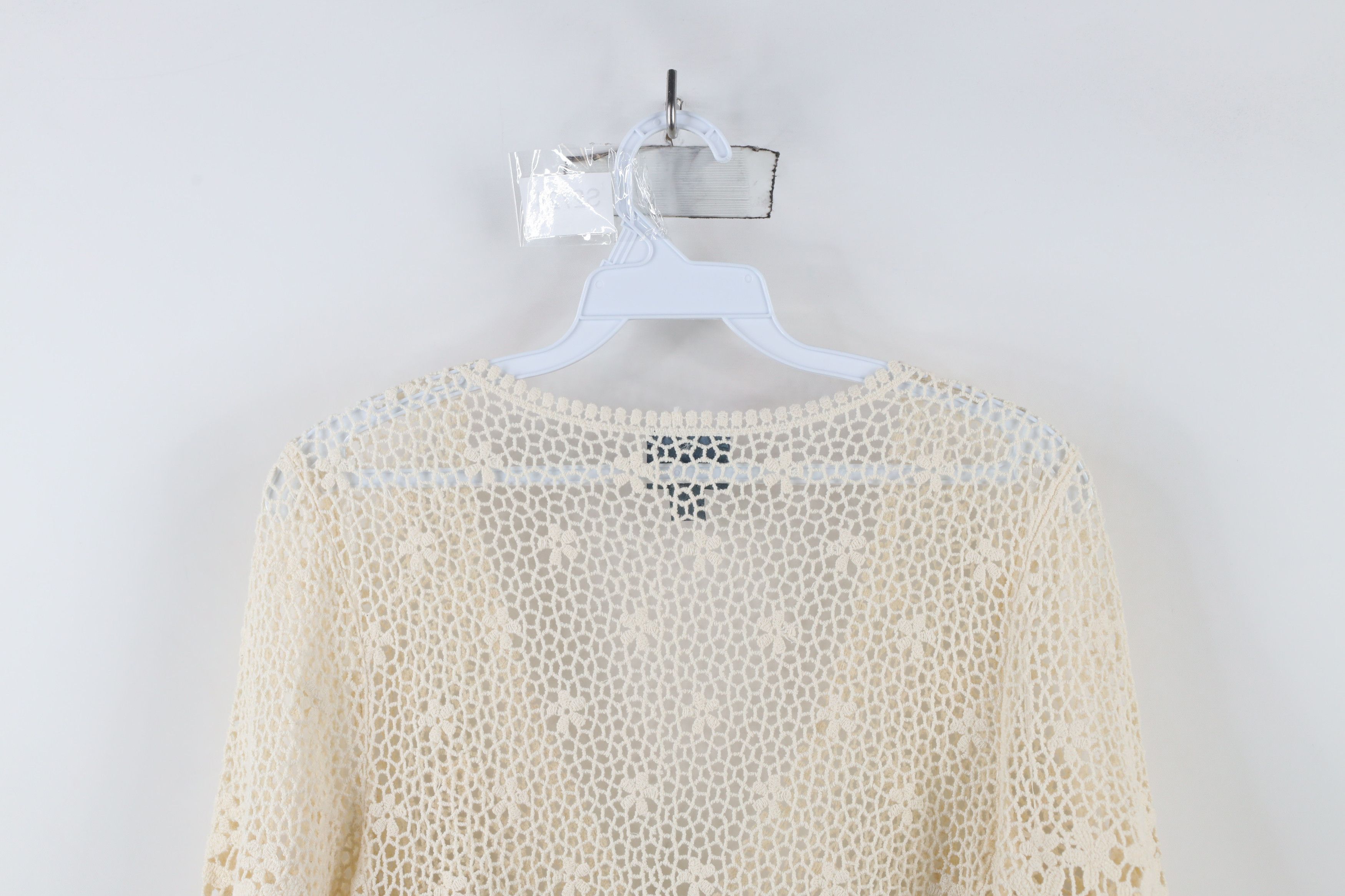 Vintage Vintage 90s Y2K Babydoll Crochet Flower Cardigan Sweater Size M / US 6-8 / IT 42-44 - 9 Thumbnail
