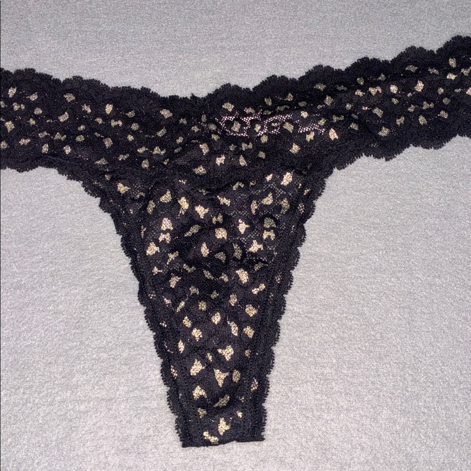 Victoria's Secret Victoria’s Secret Black Lace Thong Panty Gold Leopard Size ONE SIZE - 2 Thumbnail