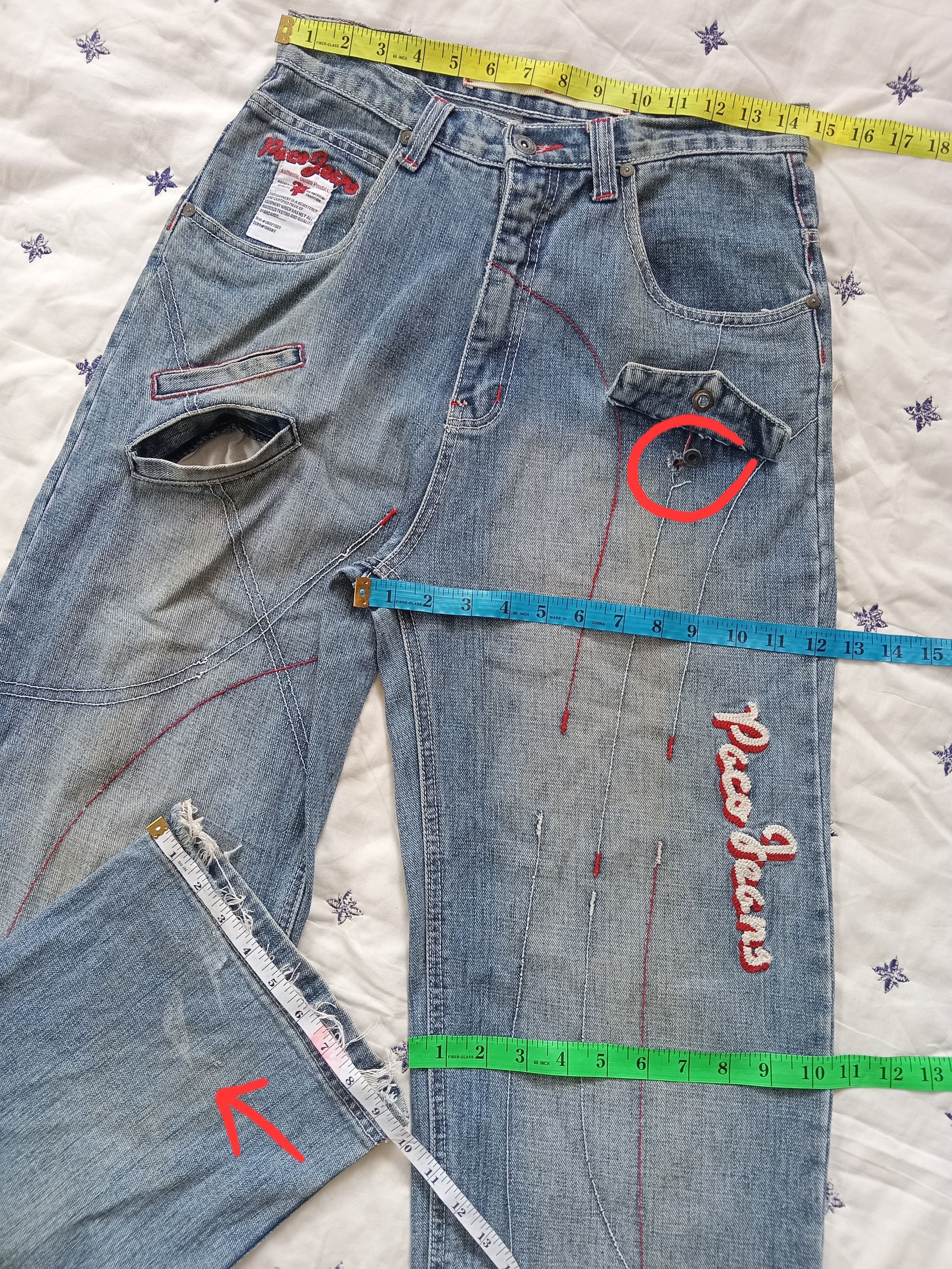 JNCO × Japanese Brand Vintage PACO Distressed Embroidered Baggy Jeans Size US 29 - 2 Thumbnail