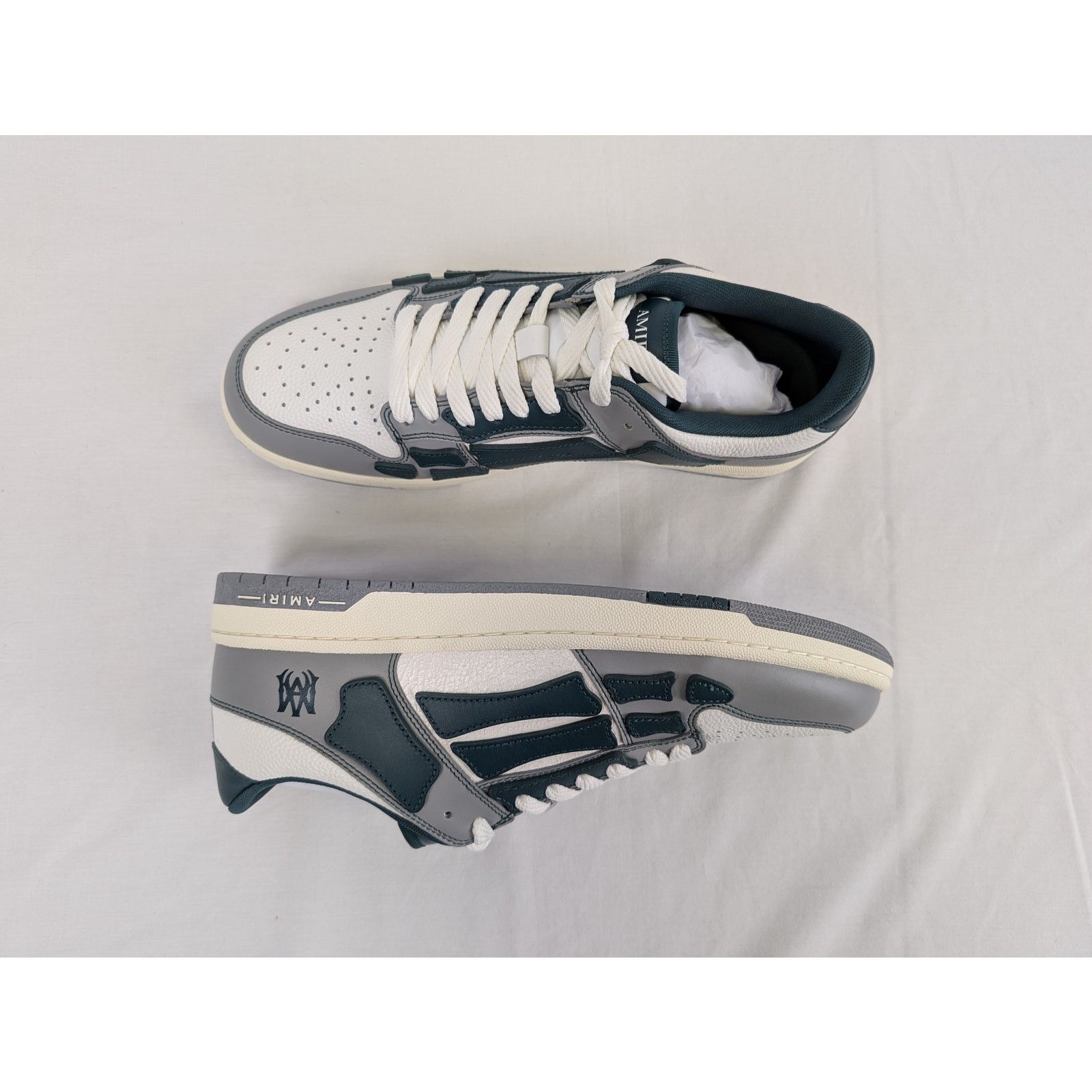 Amiri o1rshd1 Varsity Skel Skeleton Top Low Sneakers in Evergreen Size US 13 / EU 46 - 1 Thumbnail